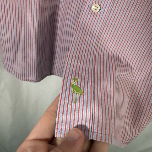 Tailorbyrd Dress Shirt Men's XXL Blue Red Striped Button Up Long Sleeve Cotton - Picture 4 of 12